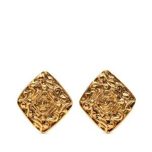 CHANEL Gold Diamond Logo Earrings